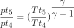\dfrac{pt_{5}}{pt_{4}} = (\dfrac{Tt_{5}}{Tt_{4}})^\dfrac{\gamma}{\gamma-1}