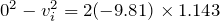 0^{2} - v_{i}^{2} = 2(-9.81) \times 1.143