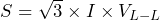 S = \sqrt{3} \times I \times V_{L-L}