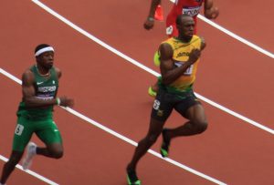 Usain Bolt in the 200 meter in olympics