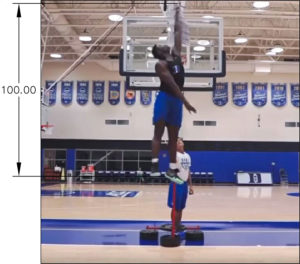 Zion Williamson measuring max vertical at top of jump