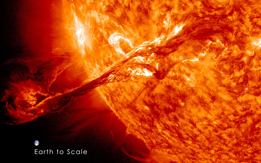 Magnificent CME erupts on the Sun with Earth to scale