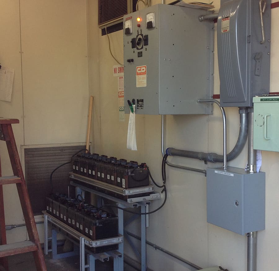 batteries in substation control room connected to dc panel