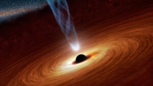Massive black hole with accretion disc and plasma jet