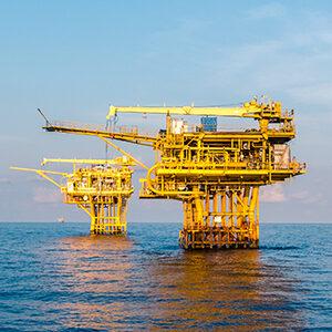 oil gas platform in gulf sea