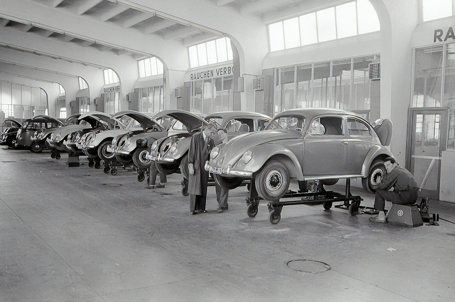 vw beetle factory 1957