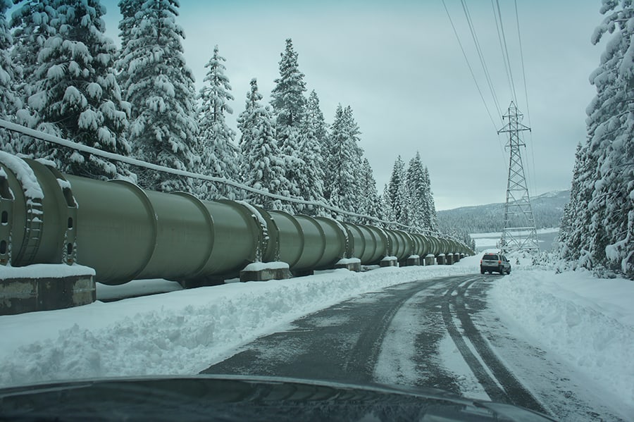 penstock at hydroelectric facility